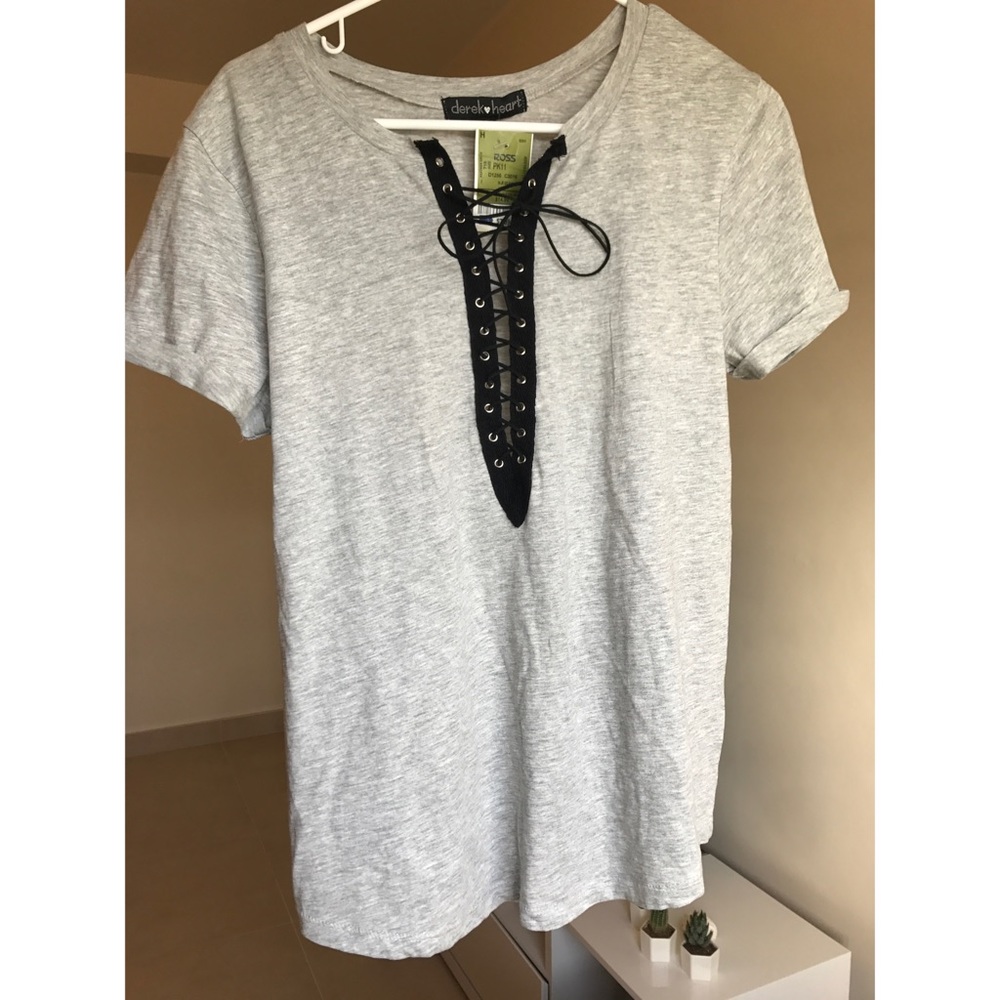 Grey sexy tie up t-shirt